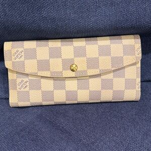LV Cream and Blue Checkered Women's Wallet